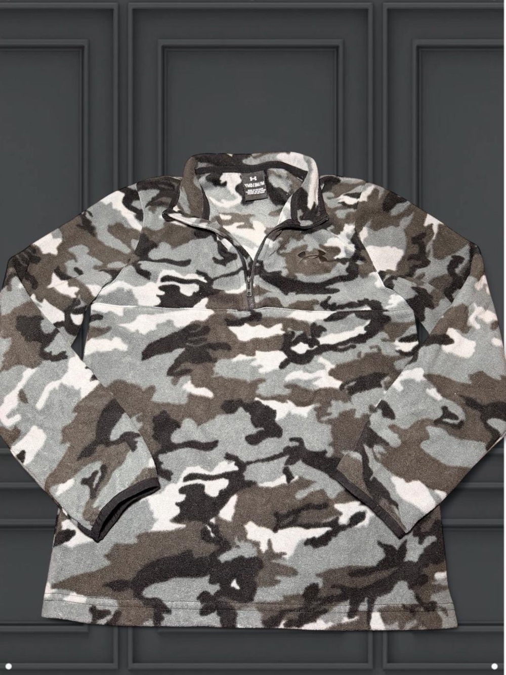 Under Armour Boys Gray & White Camo Quarter-Zip Fleece